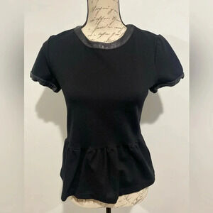 Madewell leather trimmed peplum top Black Size Small